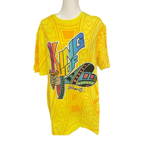 Vibrant Yellow King of Hearts Streetwear Tee by Genuine Authentic NWT - Picture 2 of 3